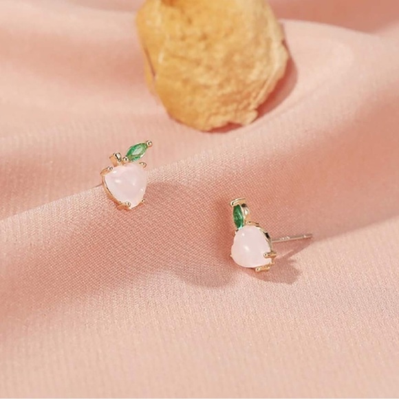 Fruit Stud Pink Apple Earrings 18K Gold Pink Apple Summer Jewelry Earrings 💖 - Picture 1 of 6